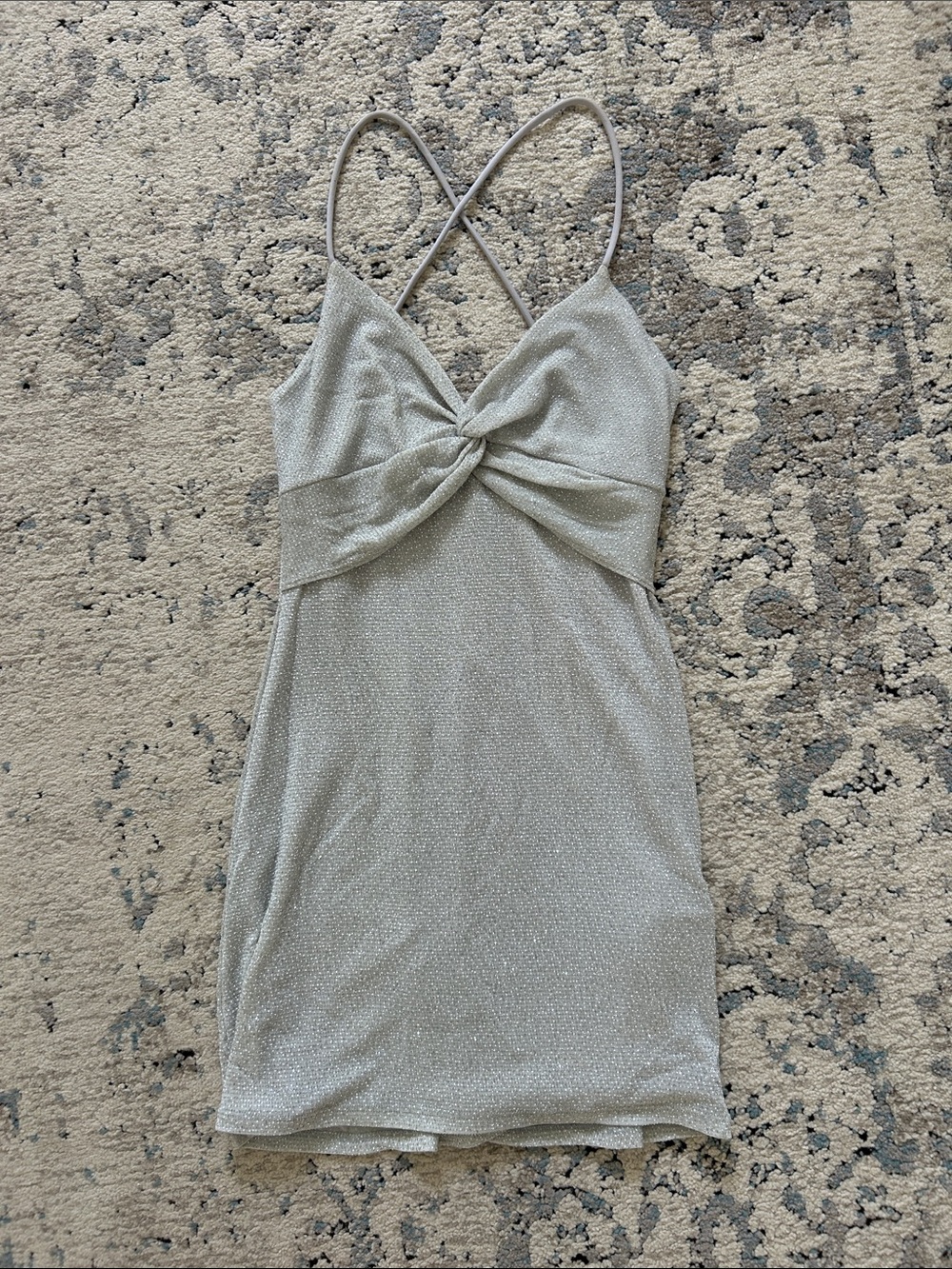 Morgan & Co. Silver Twisted-Front Mini Dress
